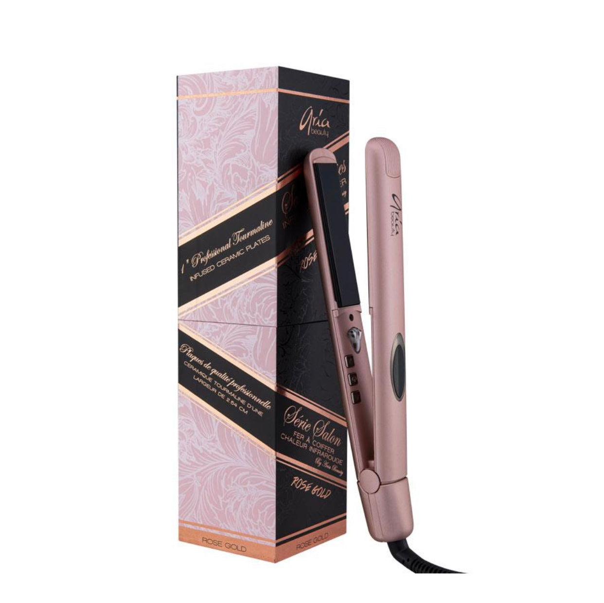 Aria Pro Flat Iron - Rose Gold Infrared Ceramic Hair Straightener